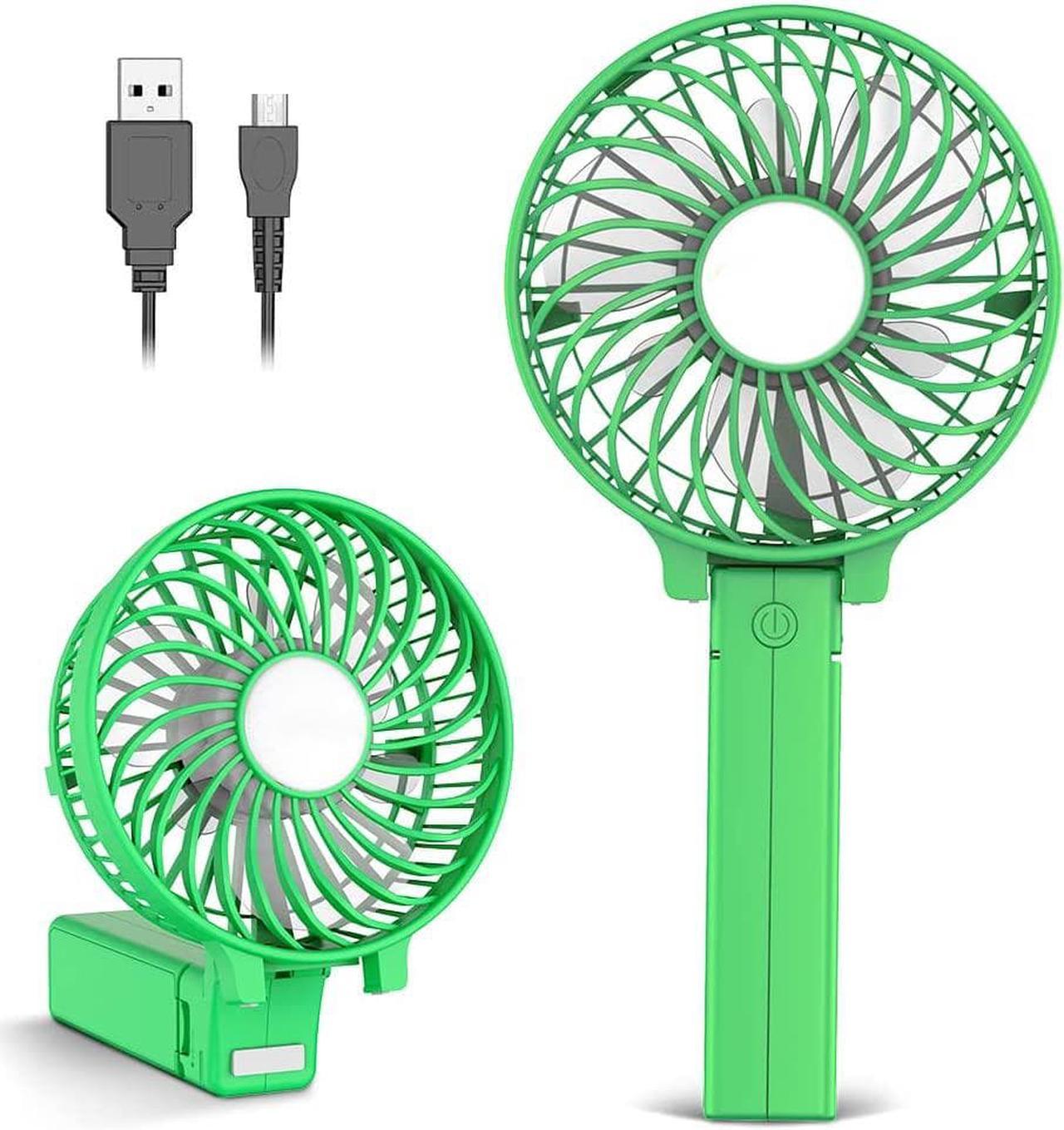 CORN Mini Handheld Fan, USB Desk Fan, Small Personal Portable Table Fan with USB Rechargeable Battery Operated Cooling Folding Electric Fan for Travel Office Room Household Green