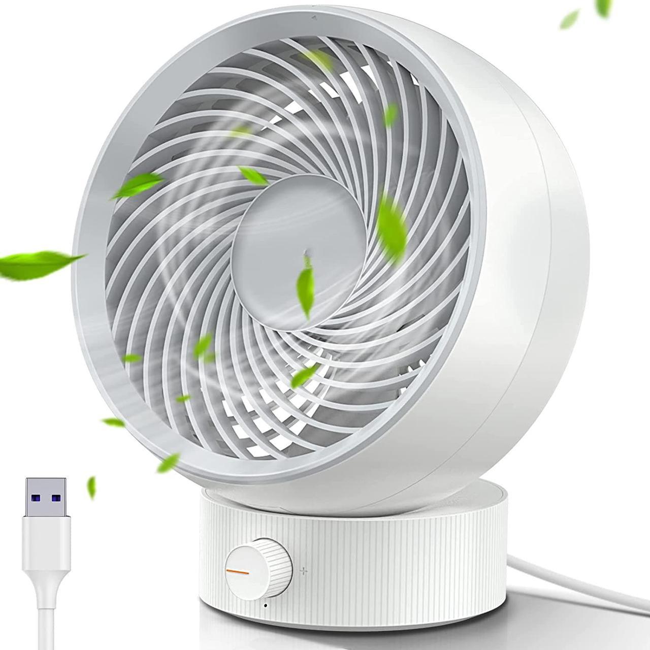 Corn USB Desk Fan, Small Personal Desktop Table Fan with Strong Wind, Quiet Operation Portable Mini Fan for Home Office Bedroom Table and Desktop (White), 5.23 Inch