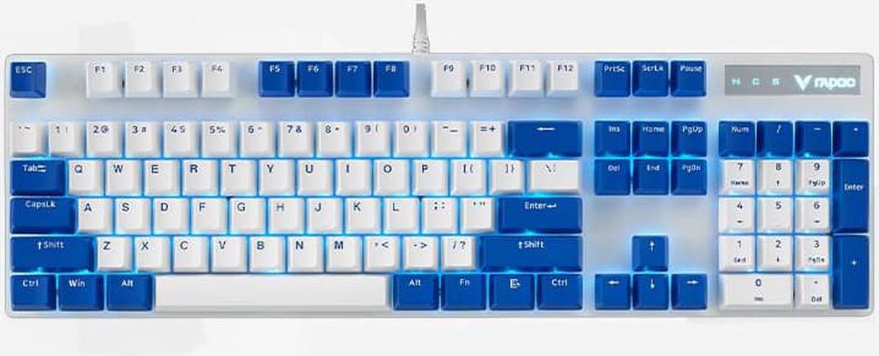 Rapoo  V500 Pro Wired Mechanical Gaming Keyboard Blue Switches, Dust and Water Resistance Blue LED Gaming Keyboard for Windows PC Gamers (104Keys, Sea)