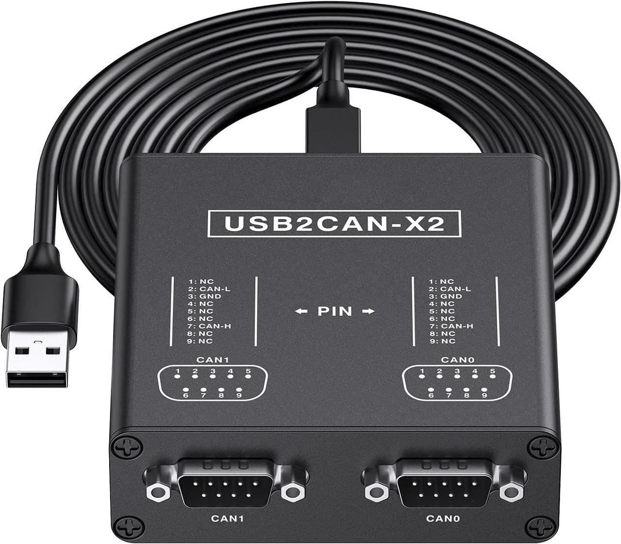 Dual Channels USB to CAN Converter for Raspberry Pi4/Pi3B+/Pi3/Pi Zero(W)/Jetson Nano/Tinker Board/Any SBCs/Desktop/Laptop Support Windows Linux Mac OS Android Venus OS