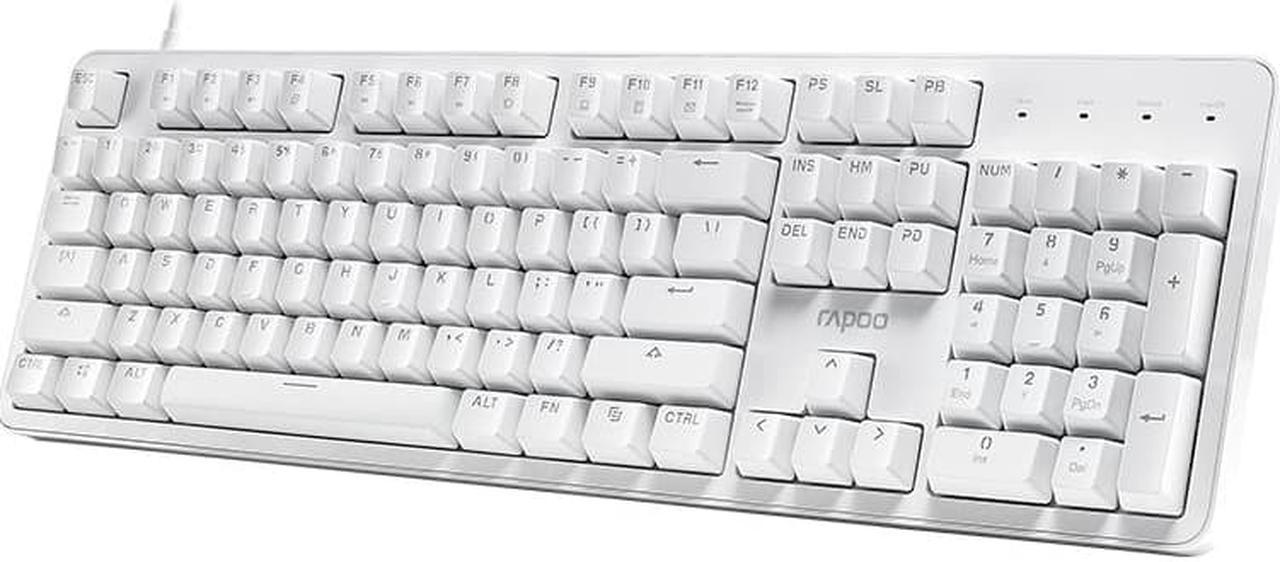 Rapoo MT710 Wired Mechanical Gaming Keyboard Blue Switches, Anti-Ghosting and White LED Office Keyboard for Windows PC Gamers (104Keys, White)