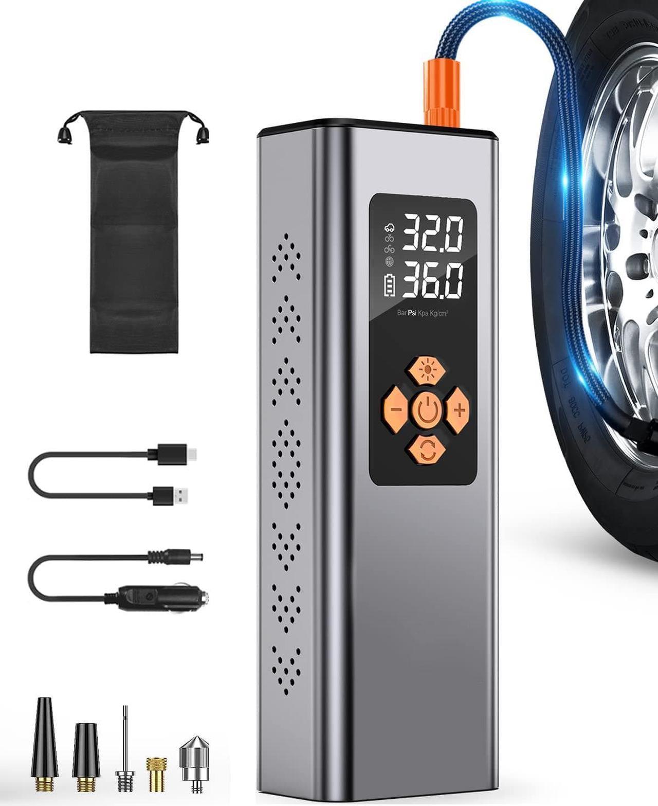 Portable Tire Inflator, CORN 150PSI Small Air Compressor 2X Faster Mini Cordless Air Pump for Car Tires Compact Auto Wheel Bike Mini Tire Pump