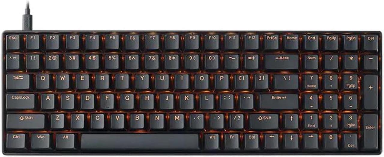 Rapoo V500 DIY Wired Mechanical Gaming Keyboard White Switches, Anti-Ghosting and Orange LED Office Keyboard for Windows PC Gamers (100Keys, Black)