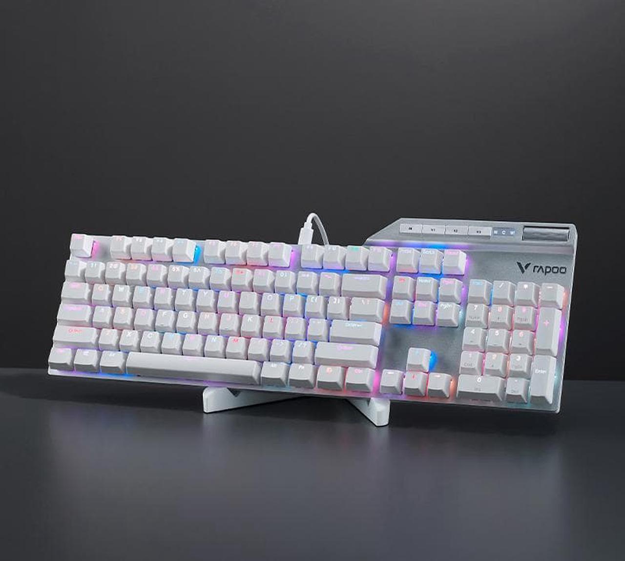 Rapoo V700 DIY Wired Mechanical Gaming Keyboard Silver Switches, Anti-Ghosting and RGB Backlight Keyboard for Windows PC Gamers (104Keys, White)