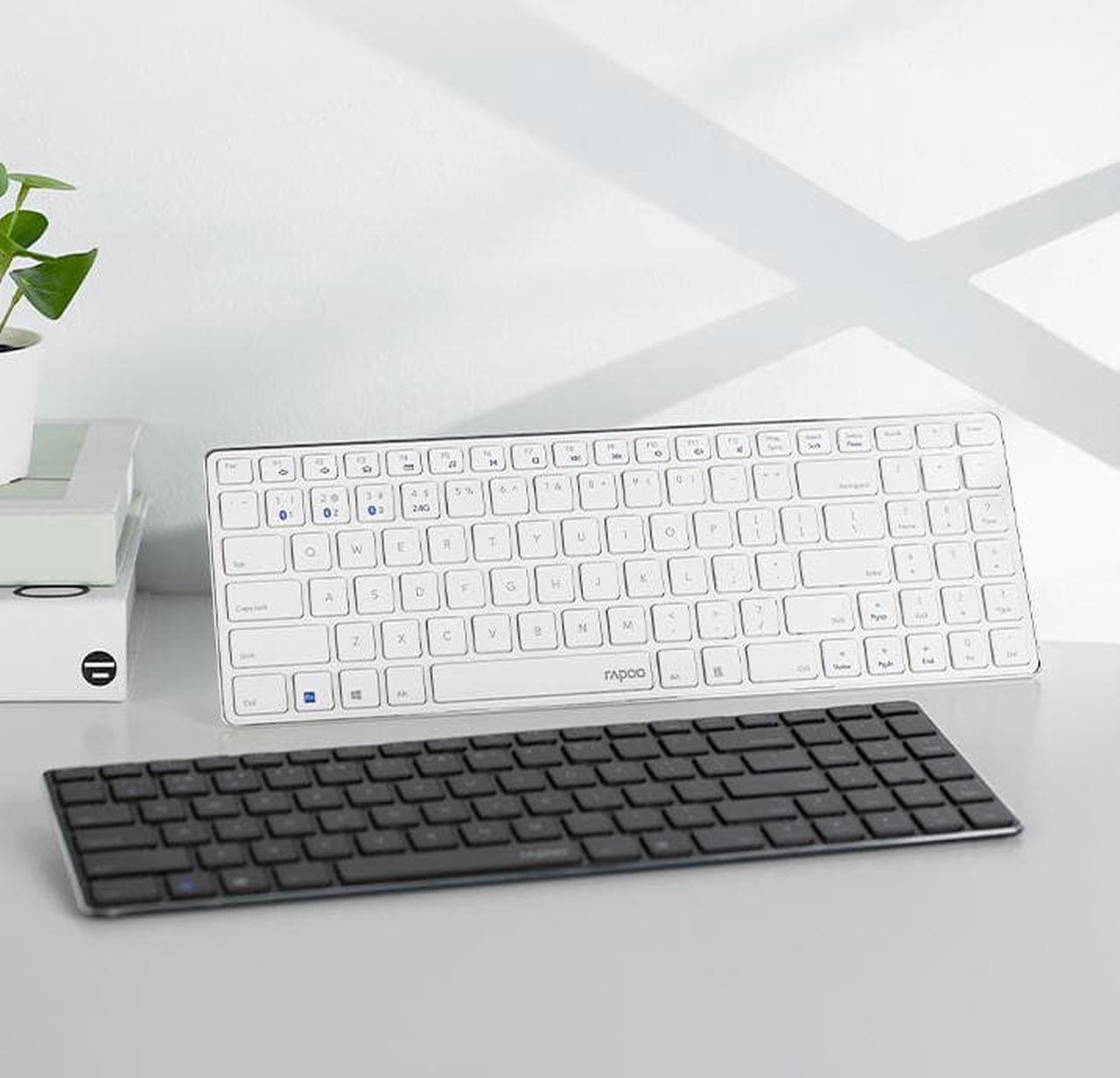 Rapoo E9300G Bluetooth 4.0/3.0/2.4G Office Keyboard for Windows PC Gamers (99Keys,White)