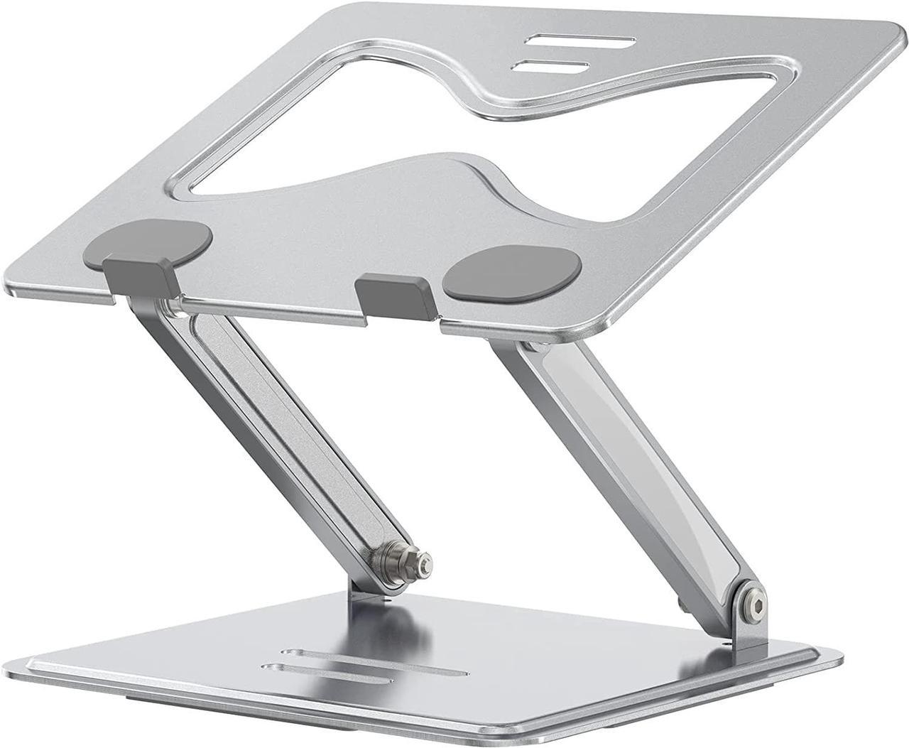 Adjustable Laptop Stand for Desk, Computer Stand for Laptop, Laptop Stand Adjustable Height, Foldable Portable Laptop Riser Compatible with 10"-17" Laptops, Notebooks, Tablets, Silver