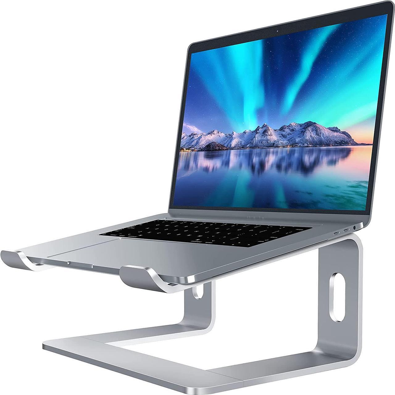 Laptop Stand, Aluminum Computer Riser, Ergonomic Laptops Elevator for Desk, Metal Holder Compatible with 10 to 15.6 Inches Notebook Computer, Silver