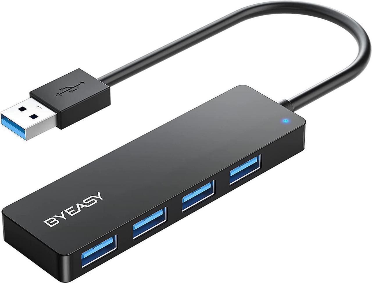 USB Hub, BYEASY 4 Port USB 3.0 Hub, Ultra Slim Portable Data Hub Applicable for iMac Pro, MacBook Air, Mac Mini/Pro, Surface Pro, Notebook PC, Laptop, USB Flash Drives, Tesla Model 3 and Mobile HDD