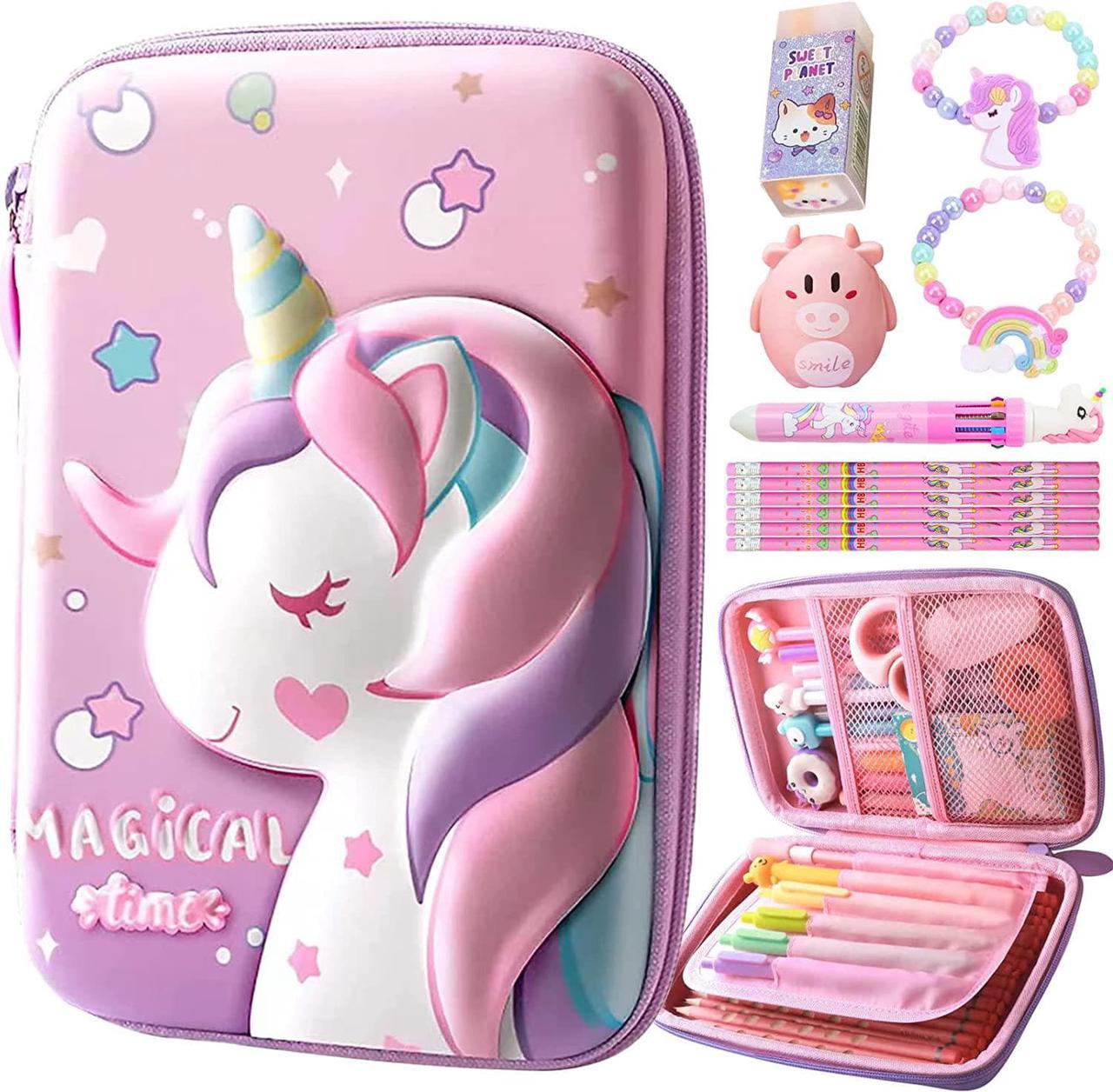 Unicorn Pencil Case For Girls Boys,Kids Cute Pencil Case Pink Pencil Pouch,3D EVA Large Capacity Pen Holder Cute Pencil Bag For Kids Boys School Portable Pencil Bag Gift.(Pencil Case only)