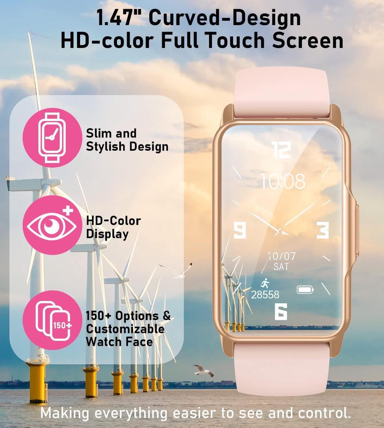 Alt view image 2 of 7 - Smart Watch Fitness Tracker with Heart Rate Blood Oxygen Blood Pressure Sleep Monitor 100 Sports Modes Step Calorie Counter Activity Health Trackers IP68 Waterproof for Android Phones iPhone Women Men
