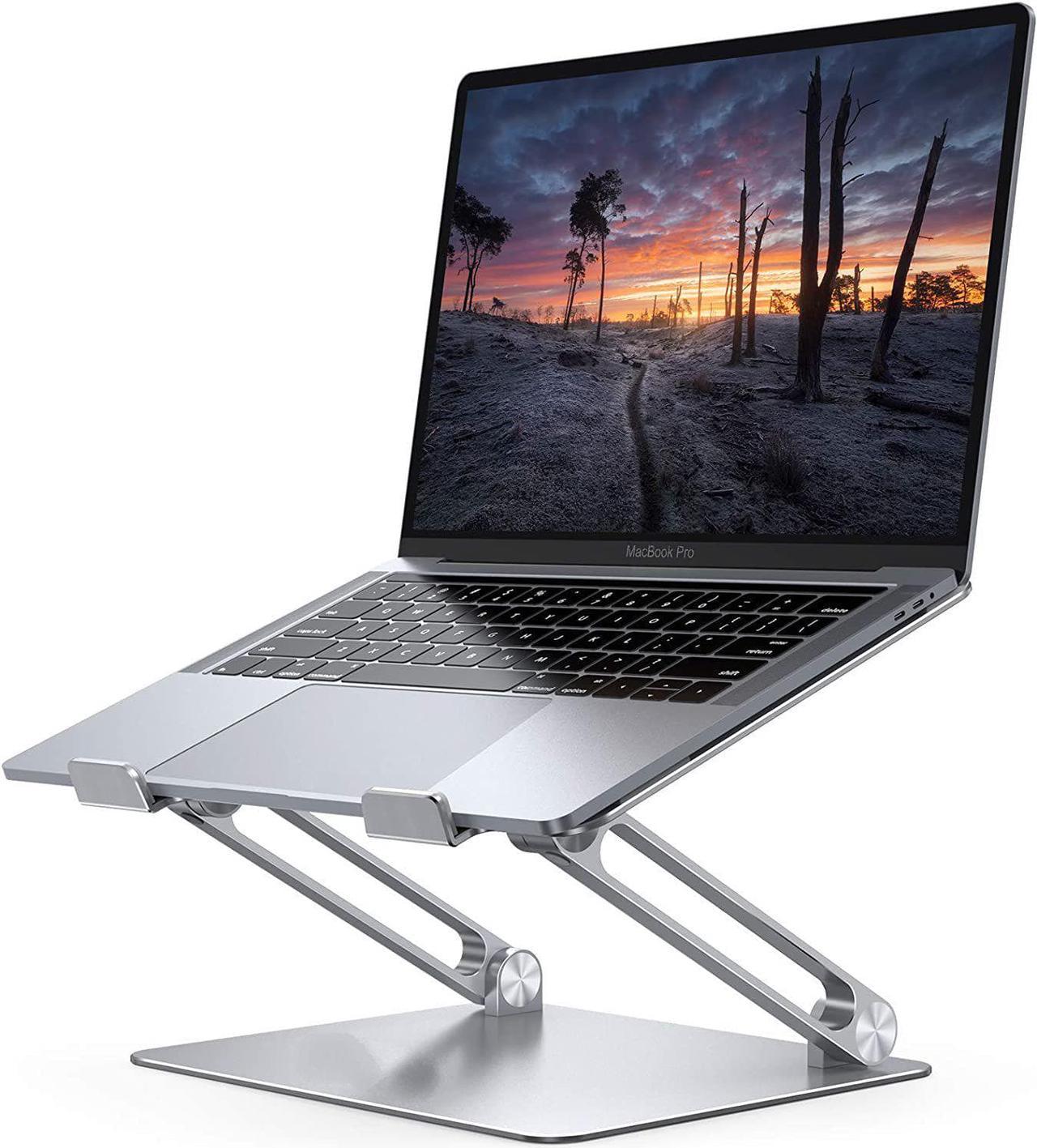 Adjustable Laptop Stand, Portable Laptop Riser, Aluminum Laptop Stand for Desk Foldable, Ergonomic Computer Notebook Stand Holder for MacBook Air Pro, Dell XPS, HP (10-17.3'') - Silver