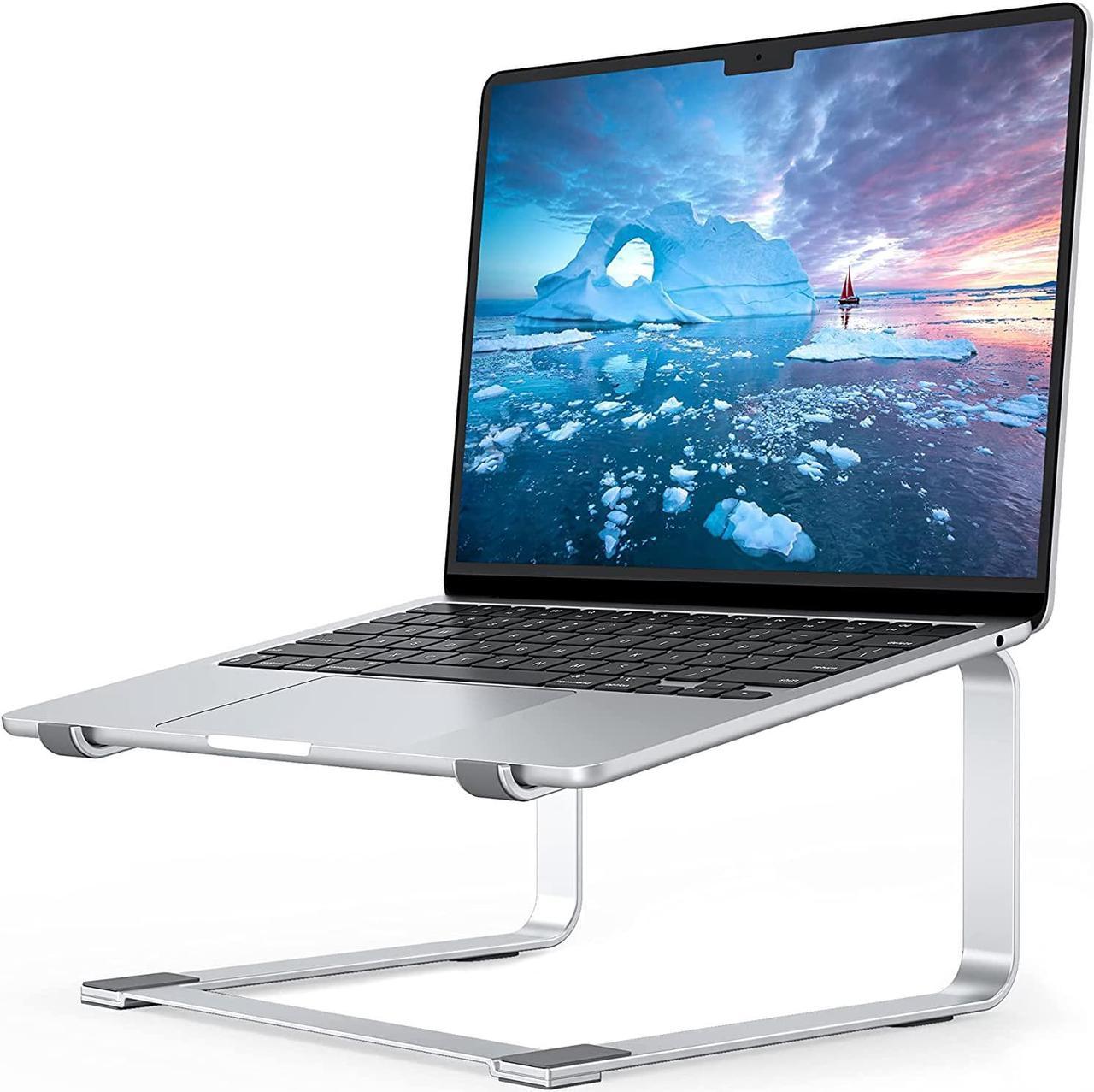 Laptop Stand for Desk, Metal Computer Riser, Heavy Stable PC Holder, Ergonomic Laptops Elevator for 12 to 17.3 Inches Notebook Computer, Silver