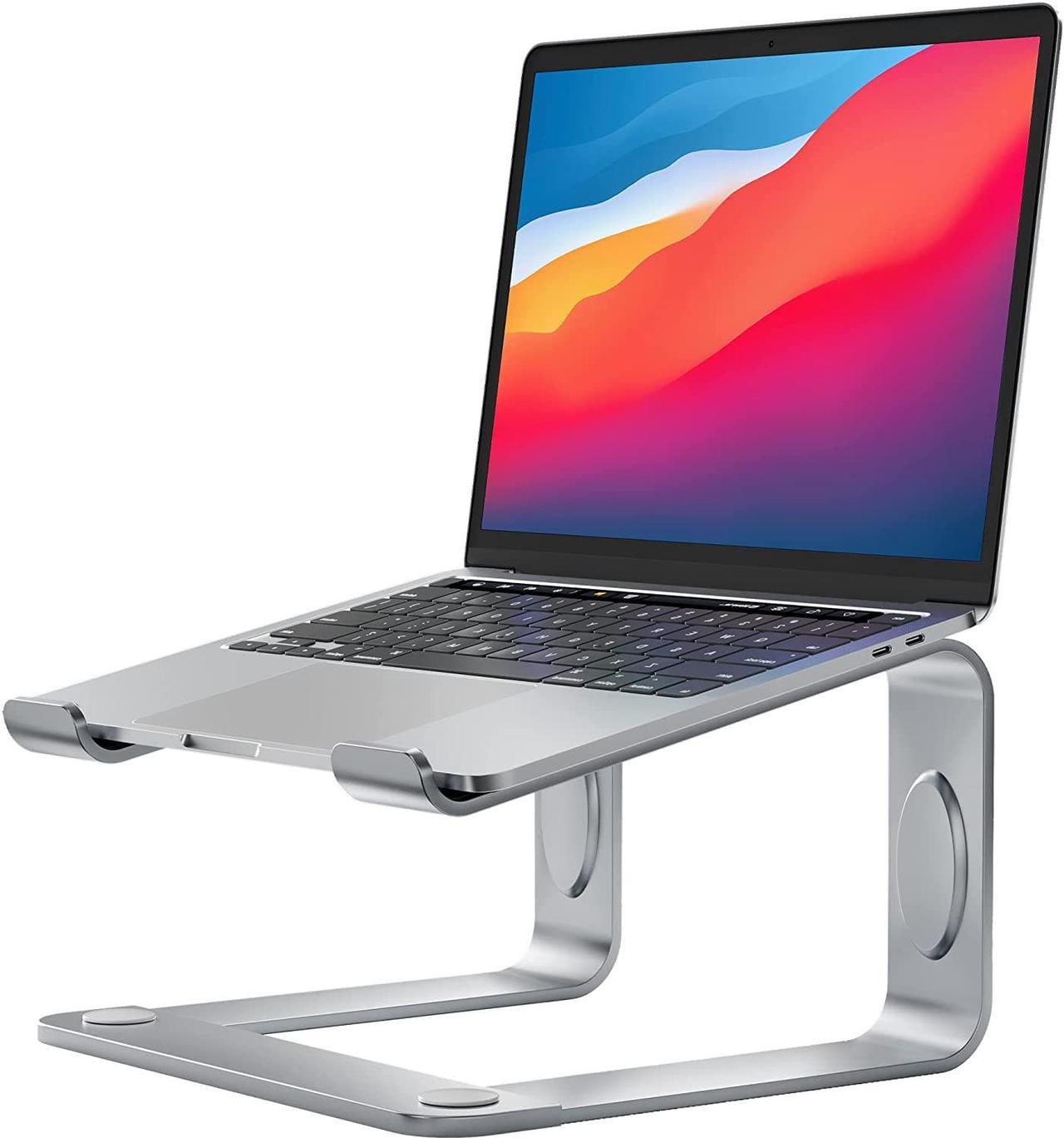 Laptop Stand, Ergonomic Laptop Riser Laptop Stand for Desk, Notebook Computer Stand Holder Compatible with Most 10-15.6 Laptops, Silver