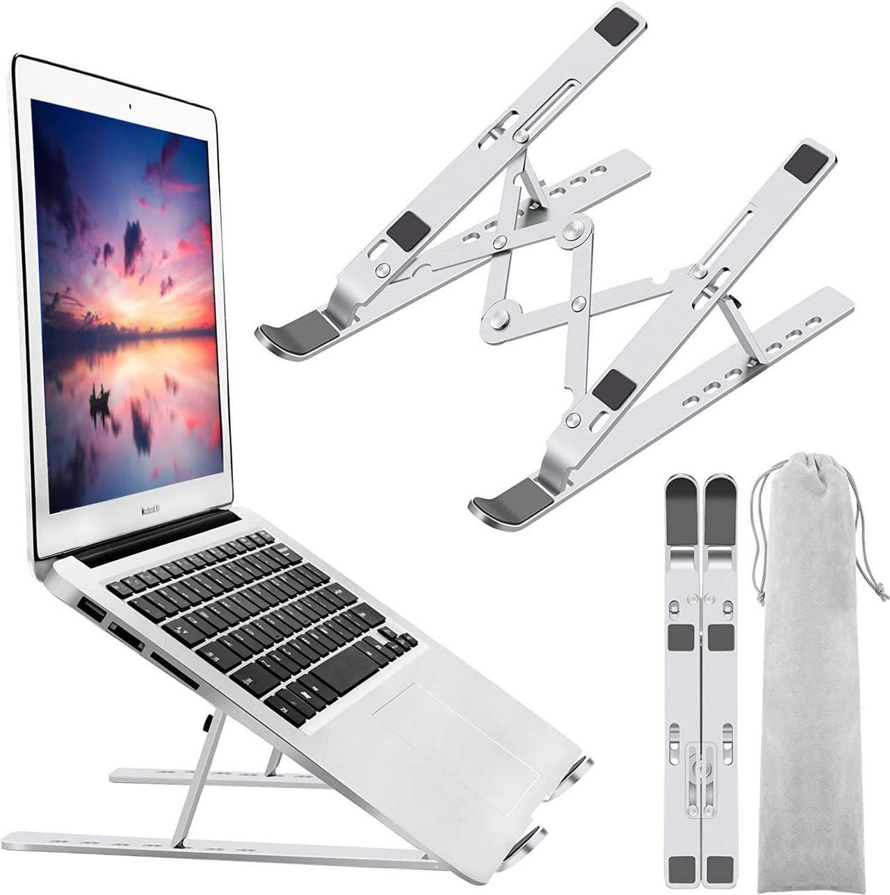 Laptop Stand, Laptop Holder Riser Computer Stand, Adjustable Aluminum Foldable Portable Notebook Stand, Compatible with MacBook Air Pro, HP, Lenovo, Dell, More 10-15.6 Laptops and Tablets (Silver)