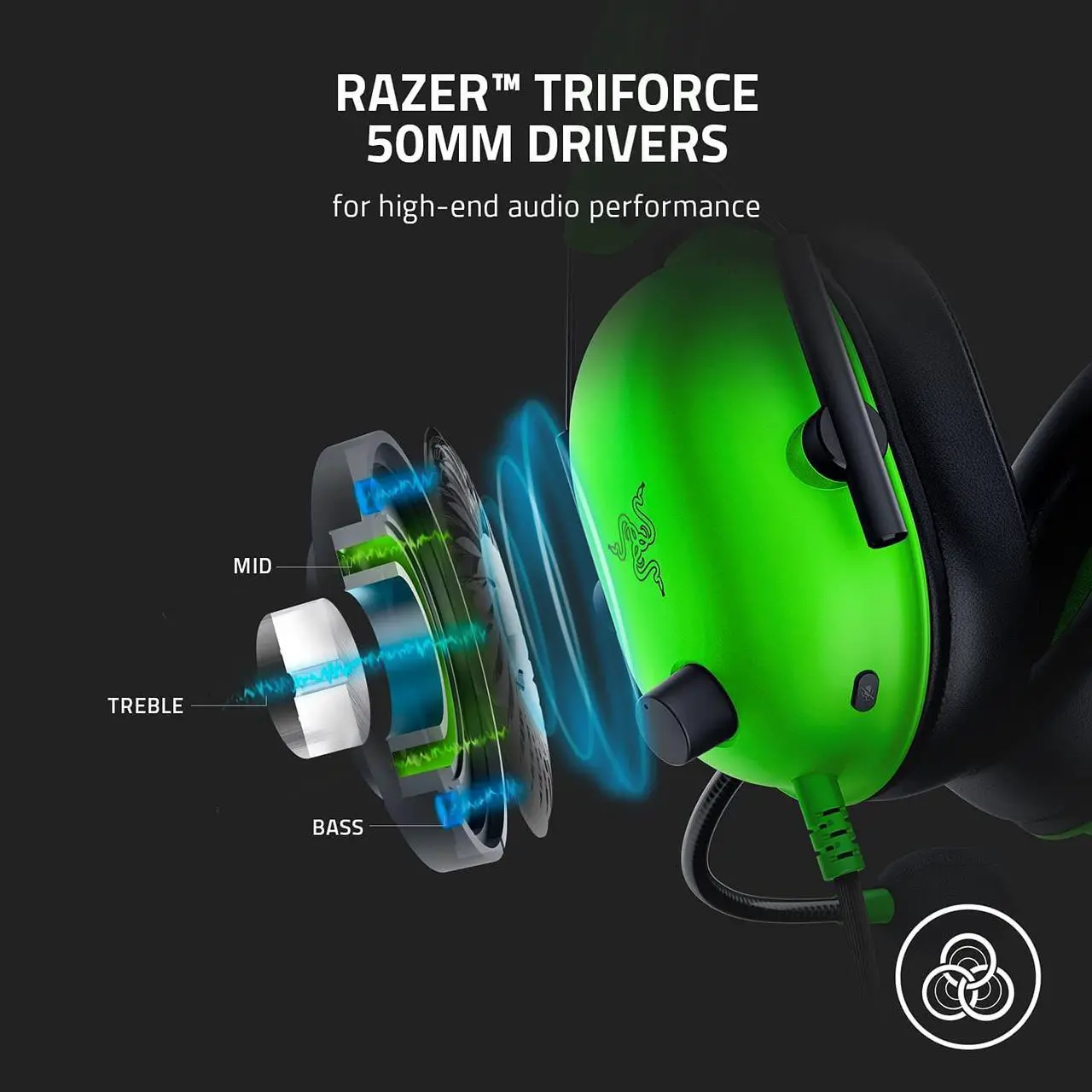 Alt view image 3 of 6 - Razer BlackShark V2 X Gaming Headset: 7.1 Surround Sound - 50mm Drivers - Memory Foam Cushion - for PC, PS4, PS5, Switch, Xbox One, Xbox Series X|S, Mobile - 3.5mm Audio Jack  Green