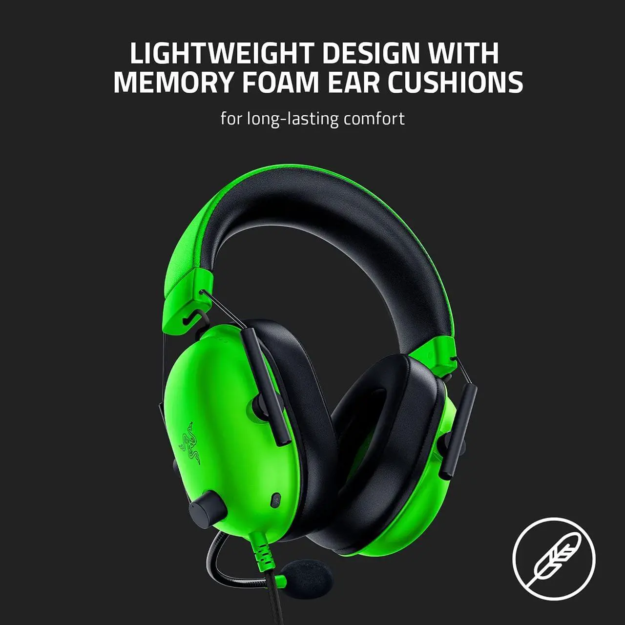Alt view image 6 of 6 - Razer BlackShark V2 X Gaming Headset: 7.1 Surround Sound - 50mm Drivers - Memory Foam Cushion - for PC, PS4, PS5, Switch, Xbox One, Xbox Series X|S, Mobile - 3.5mm Audio Jack  Green