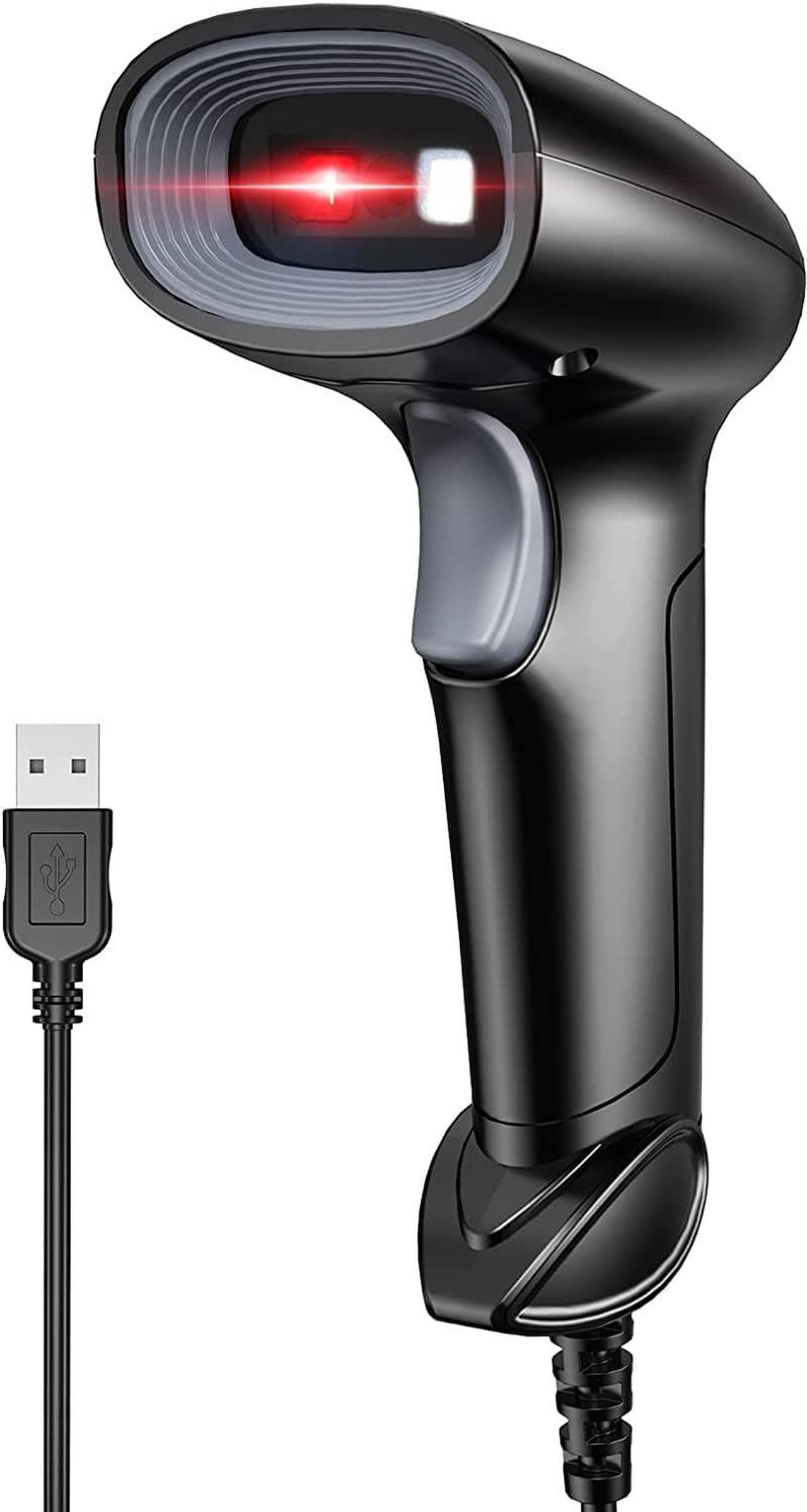 2D Barcode Scanner, USB Wired Inventory 1D QR Code Scanners for Computer POS Support Automatic Screen Scanning, Handheld CMOS Image Bar Code Reader for Warehouse Library Supermarket