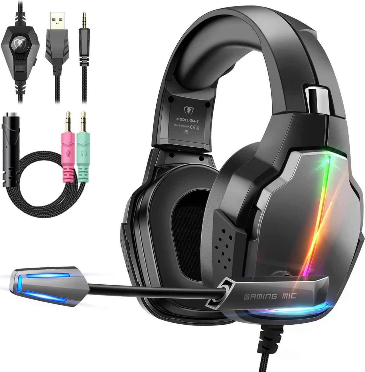 Gaming Headset for PS4 PS5 PC Xbox One, 3D Stereo Sound PS5 Headset, Noise-Cancelling Over Ear Gaming Headphones with Mic for Switch Laptop Mobile