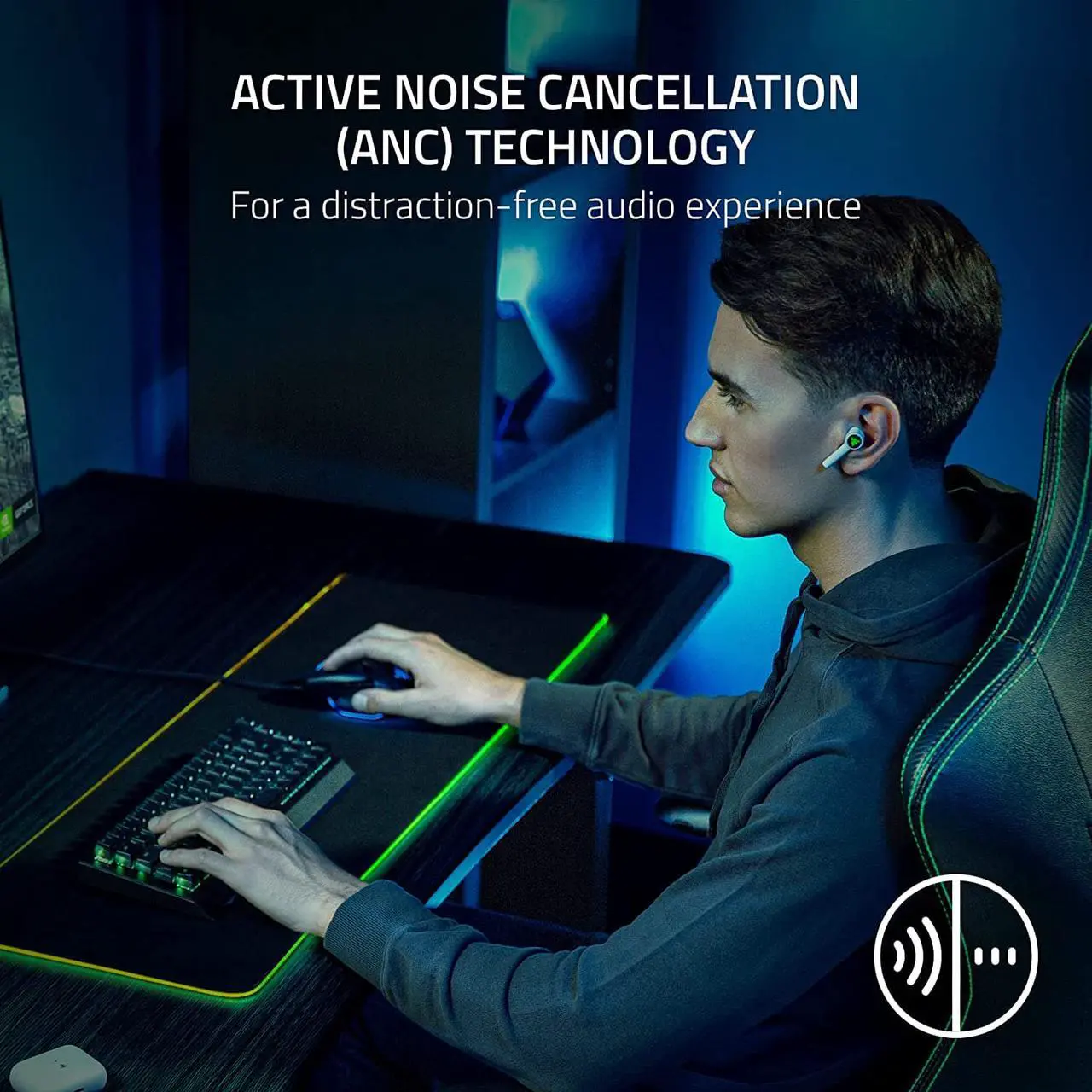 Alt view image 6 of 6 - Razer Hammerhead HyperSpeed Wireless Multi-Platform Gaming Earbuds for Playstation 5 / PS5, PC, Mobile: ANC - Noise Cancelling Mic - Bluetooth 5.2 - RGB Chroma - 30 Hr Battery