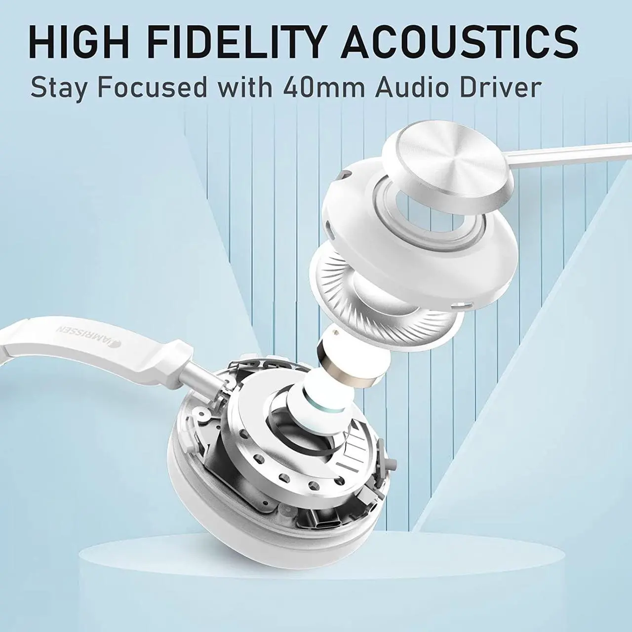 Alt view image 3 of 7 - Wireless Headset, Bluetooth Headset with Microphone & Charging Dock, Wireless Headphones with Mic Mute & USB Dongle, 45 Hours Handsfree for Zoom/Skype/PC/Laptop/Smartphone/Meeting/Call Center
