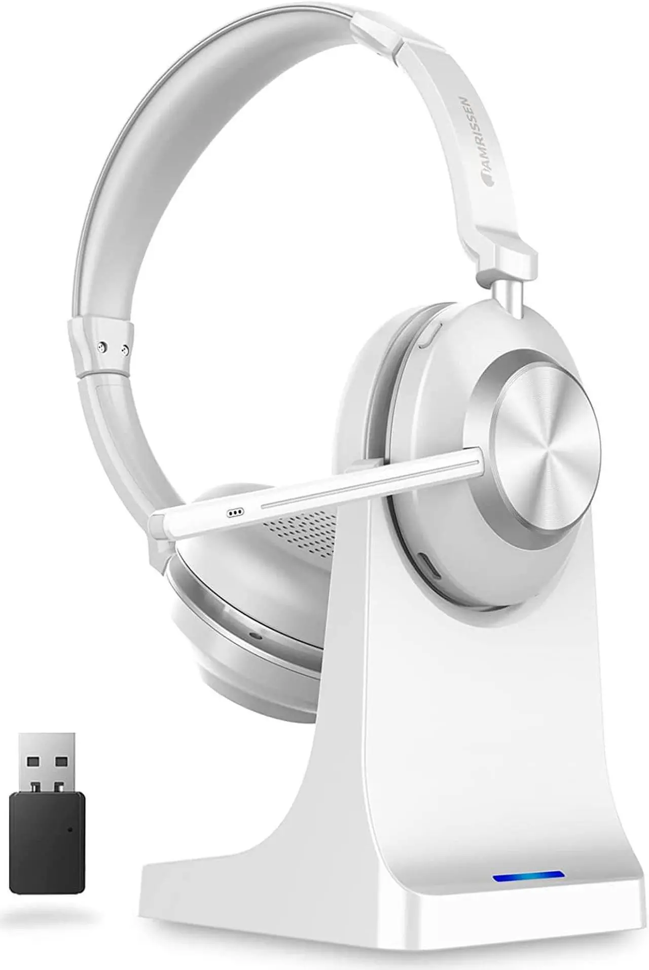 Main image of Wireless Headset, Bluetooth Headset with Microphone & Charging Dock, Wireless Headphones with Mic Mute & USB Dongle, 45 Hours Handsfree for Zoom/Skype/PC/Laptop/Smartphone/Meeting/Call Center