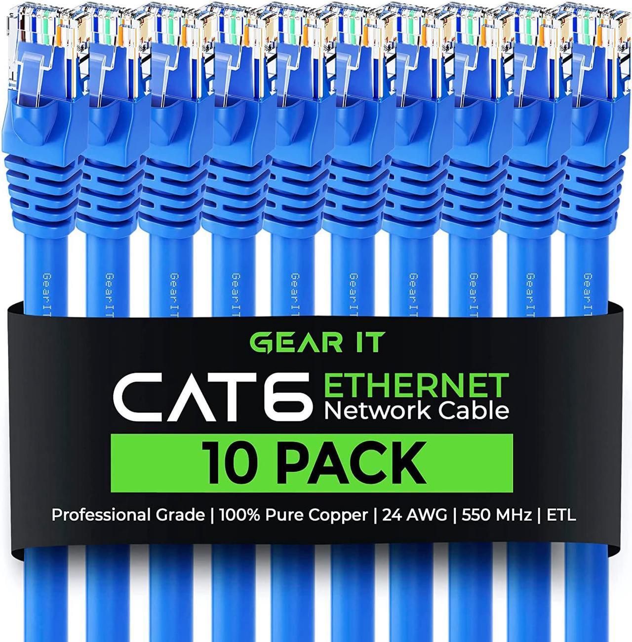 Cat 6 Ethernet Cable 1.5 ft 18-Inch (10-Pack) - Cat6 Patch Cable, Cat 6 Patch Cable, Cat6 Cable, Cat 6 Cable, Cat6 Ethernet Cable, Network Cable, Internet Cable - Blue 1.5 Feet