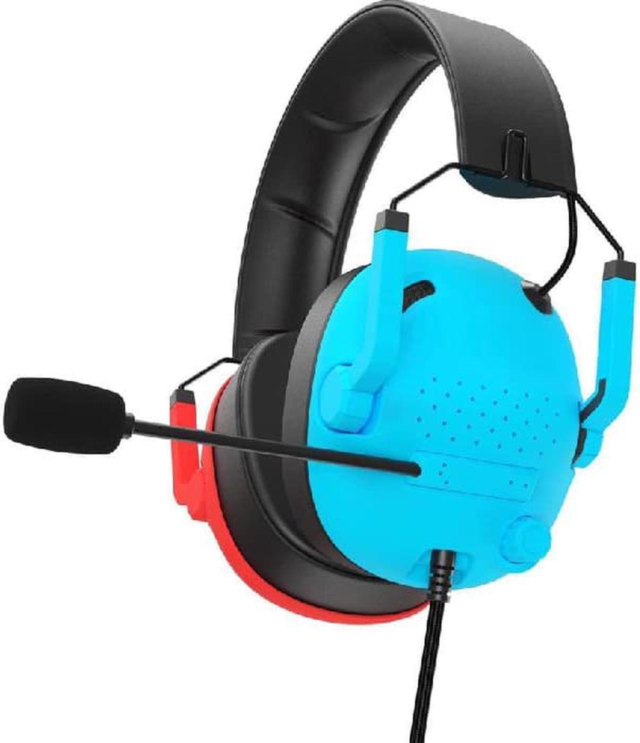 SG500 Gaming Headset for PS5 PS4 Xbox, Surround Sound Headset with Noise Canceling Microphone - Detachable Memory Foam Ear Pads Portable Foldable Headphones for PC Switch - Red&Blue