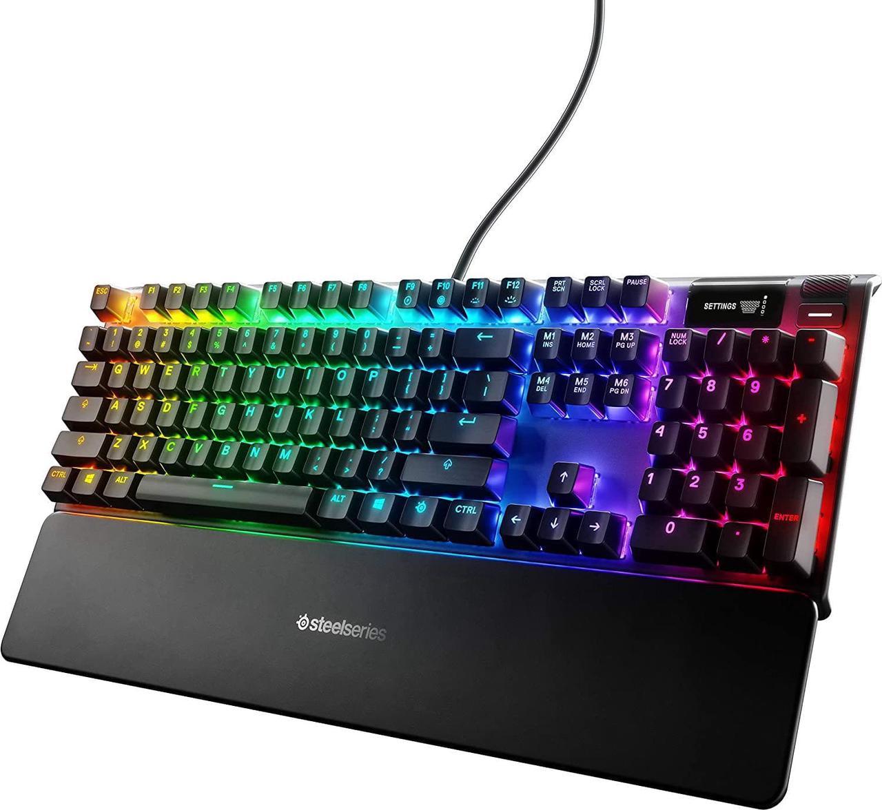 SteelSeries Apex Pro USB Mechanical Gaming Keyboard  Adjustable Actuation Switches  Worlds Fastest Mechanical Keyboard  OLED Smart Display  RGB Backlit