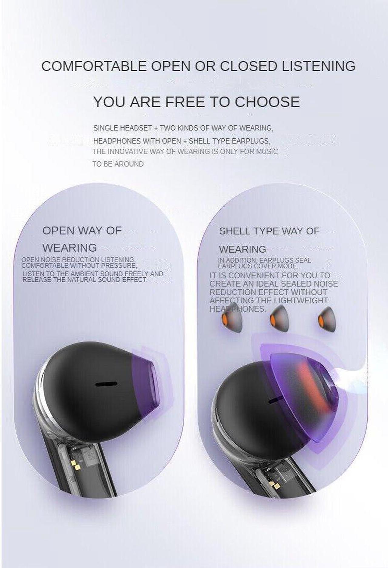 Alt view image 6 of 7 - JBL Tune Flex Ghost Edition TWS Bluetooth In-Ear Headphones Wireless Active Noise Cancelling Earbuds White