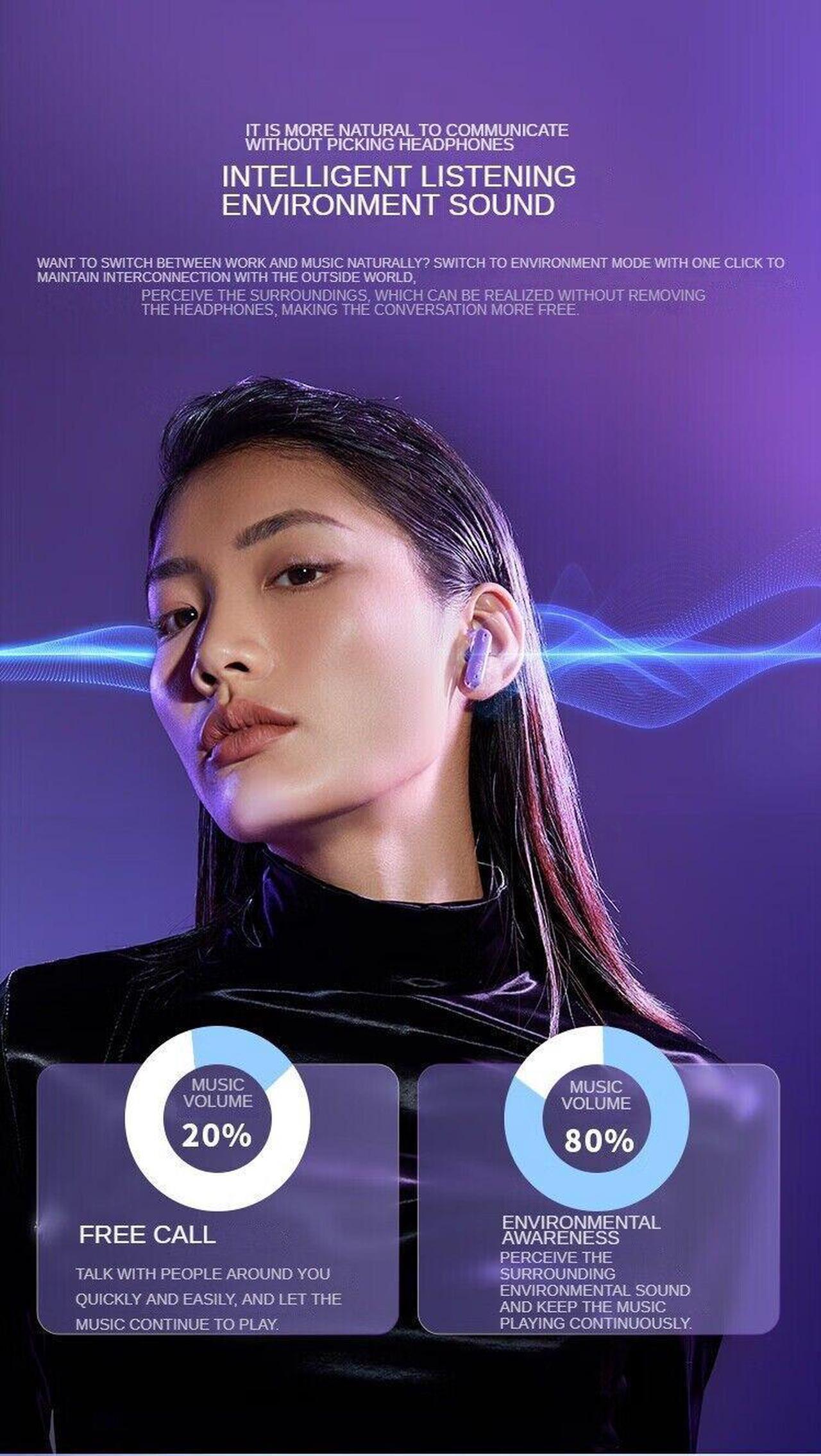 Alt view image 4 of 7 - JBL Tune Flex Ghost Edition TWS Bluetooth In-Ear Headphones Wireless Active Noise Cancelling Earbuds White