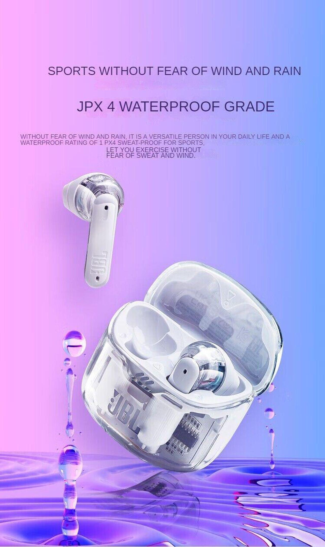 Alt view image 3 of 7 - JBL Tune Flex Ghost Edition TWS Bluetooth In-Ear Headphones Wireless Active Noise Cancelling Earbuds White