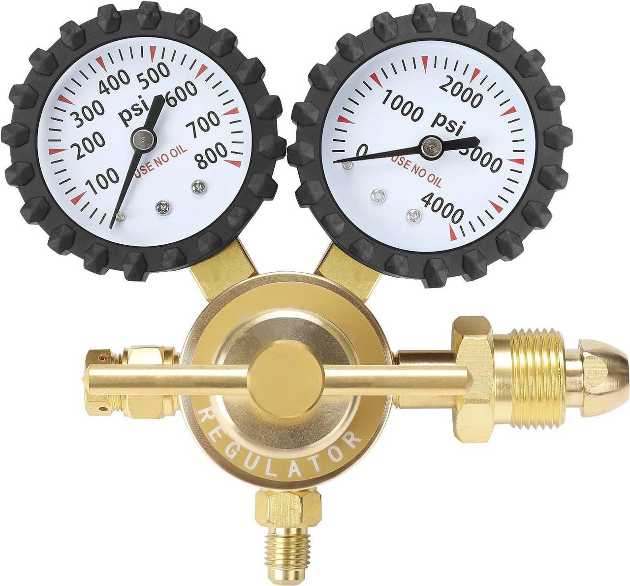 Nitrogen Regulator with 0-800 PSI Delivery Pressure Equipment Brass Inlet Outlet Connection Gauges