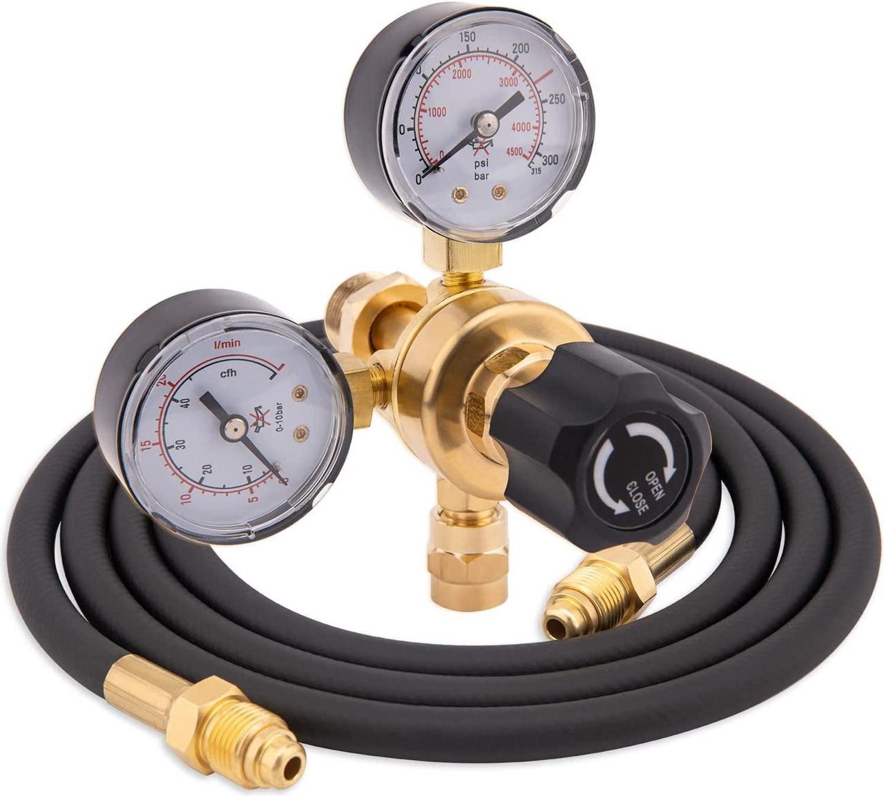 CGA580 Argon CO2 Regulators, Argon Gauges Gas Welding Regulator Compatible with Mig Tig Miller Lincoln Weld 0-4500PSI / 0-10BAR - CO2 Argon Regulator with 6.6Ft Hose