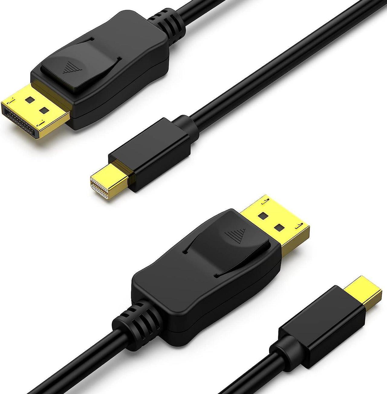 Mini DisplayPort to DisplayPort 6 Feet Cable 4K@60Hz 2K@144Hz, Mini DP(Thunderbolt Compatible) to DP Cable (Male to Male) Gold-Plated Cord 2-Pack 6 ft.