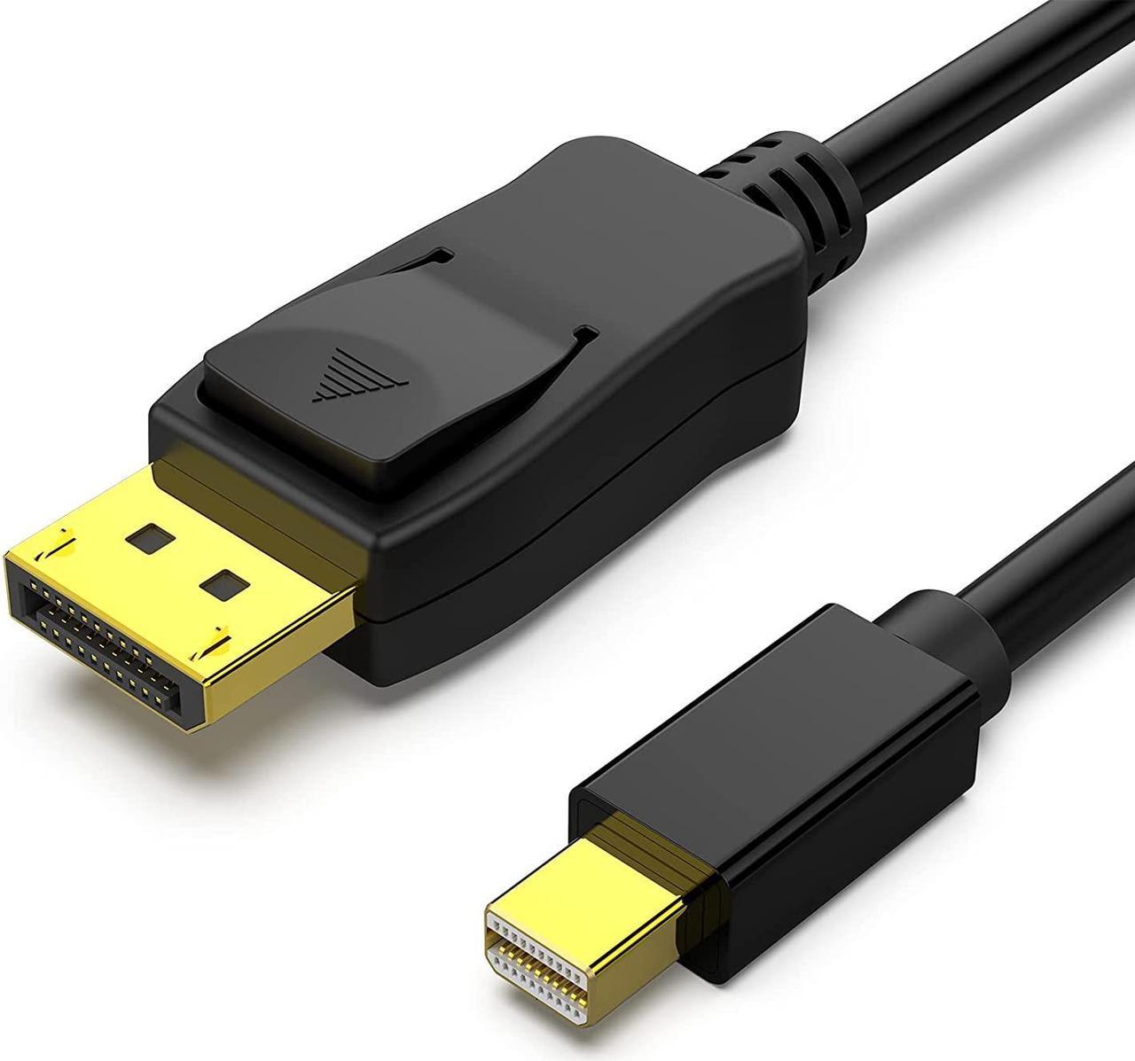 Mini DisplayPort to DisplayPort 6 Feet Cable 4K@60Hz 2K@144Hz, Mini DP(Thunderbolt Compatible) to DP Cable (Male to Male) Gold-Plated Cord Black 10 ft.