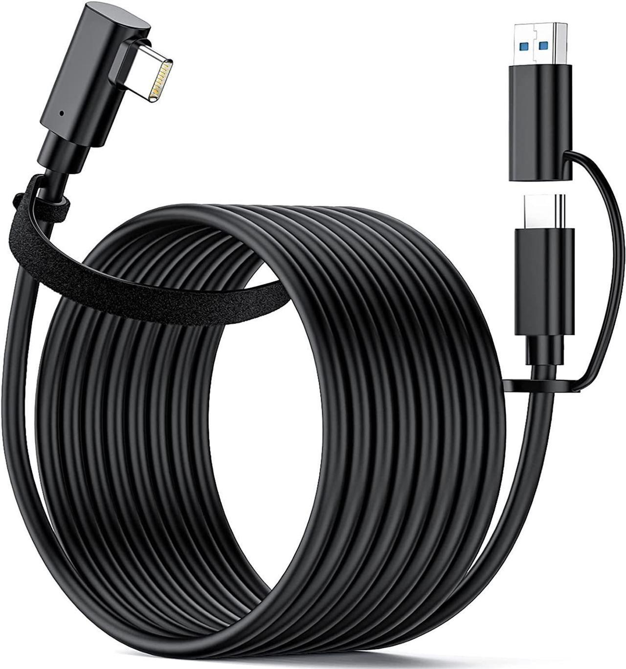 CORN Link Cable 16FT Compatible for Oculus Quest 2/1,USB 3.2 Gen1 5Gbps VR Headset Accessories,High Speed Data Transfer,2 in 1 USB C to USB C/USC to USA Charging Cord for Quest 2