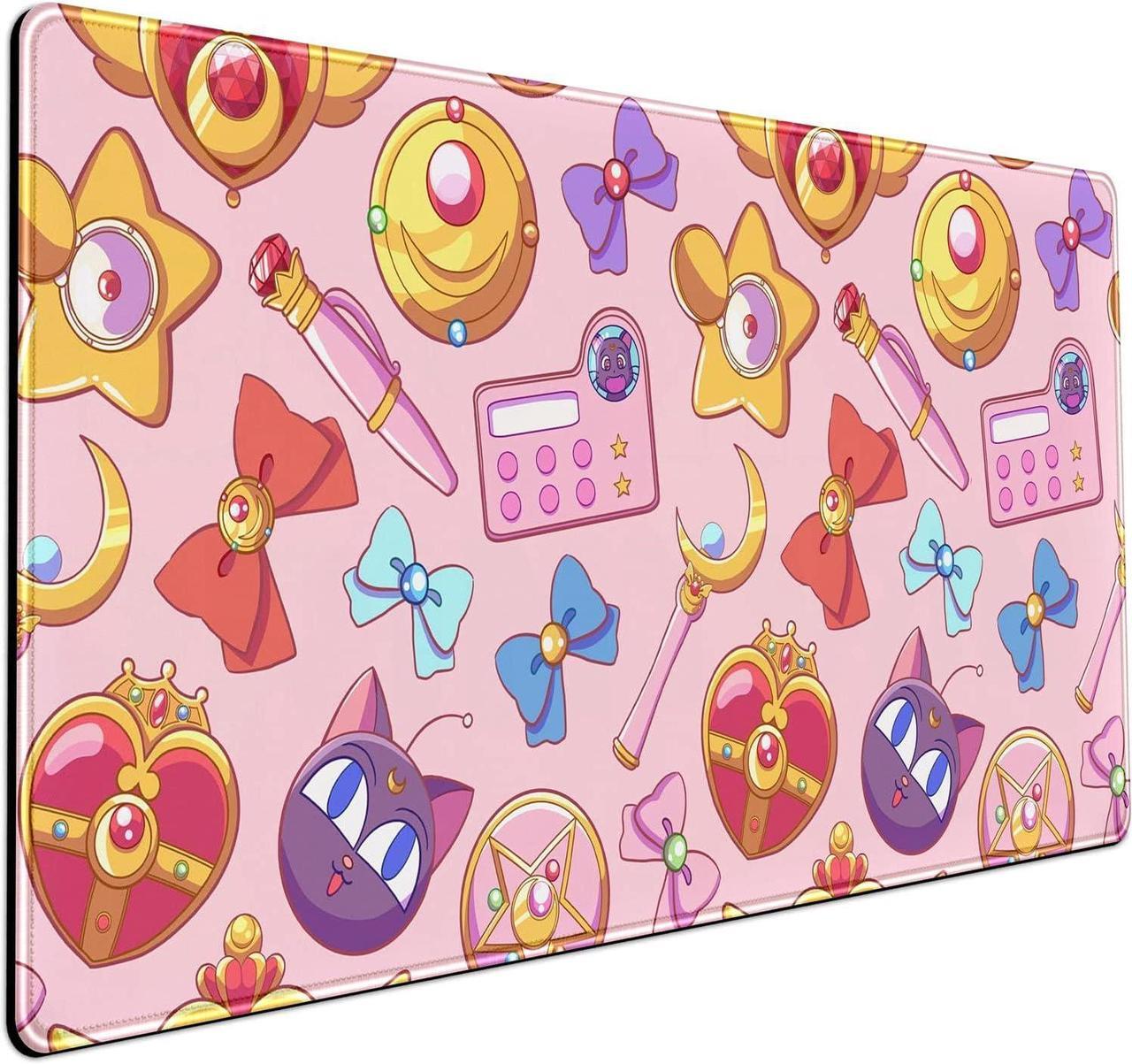 Main image of Desk Mat Cute Kawaii Desk Accessories Girls Extended Gaming Mouse Desk Pad Decorations for Women Office Keyboard Mousepad Mat31.5x15.75in, Stitched Edge Non-Slip Bottom Large Mouse Pad for Desk