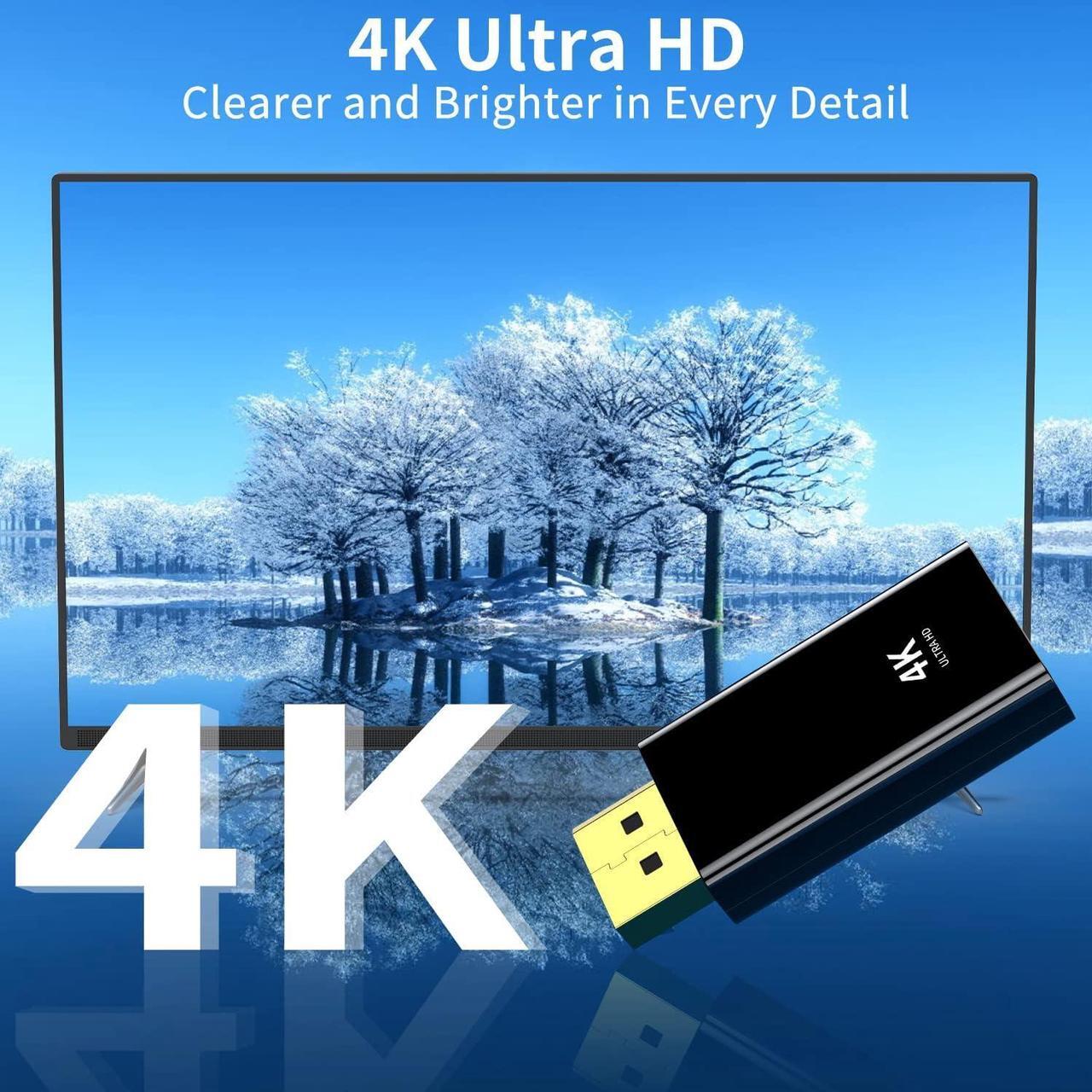 Alt view image 3 of 7 - 4K DisplayPort to HDMI Adapter, [High-Speed, 2K 60Hz, 1080p 120Hz] Uni-Directional Display Port DP to HDMI Passive Adapter Compatible for HP, HDTV,Projector, PC,Desktop More. 2 Pack