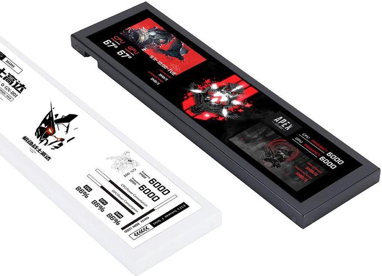 Alt view image 3 of 4 - CORN Secondary IPS Screen, 8.8 inch 1920*480 On-Screen Display Data Monitoring for Gaming Computer Personal PC with 32GB TF Card - White(Automatically play pictures or video with TF card and power)