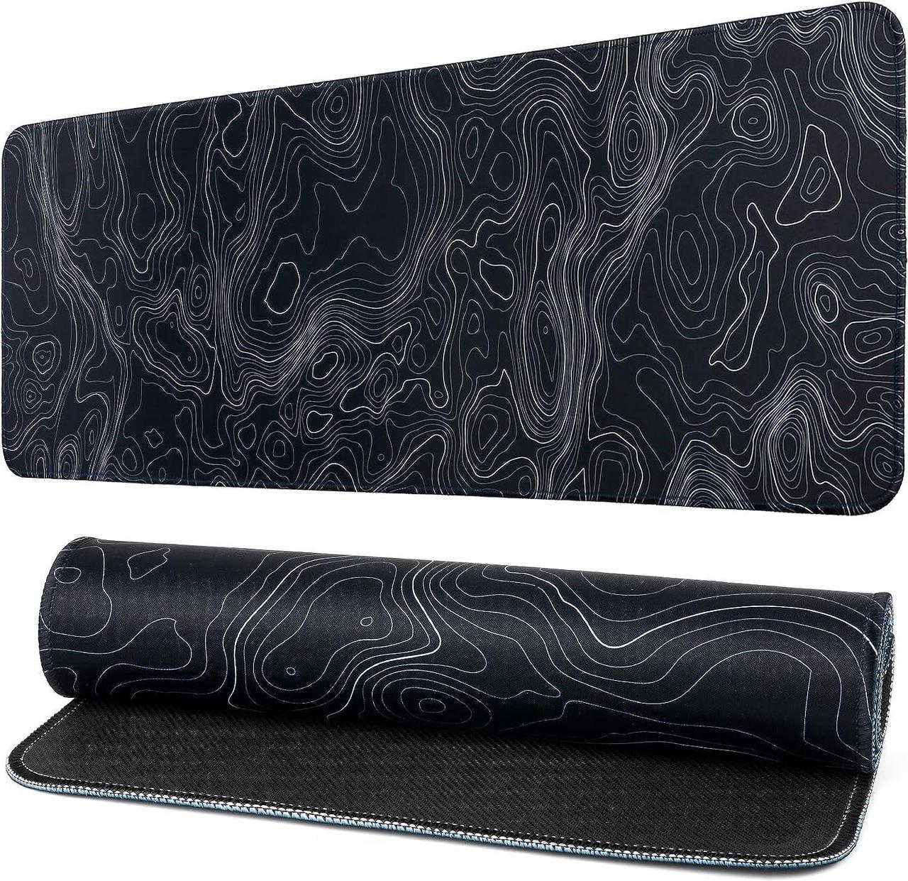 Mouse Pad Gaming Large Long Extend Topographic Mousepad Big Full Keyboard Mat for Computer Laptop Office Non-Slip Rubber Stitched Edges (Terrain)