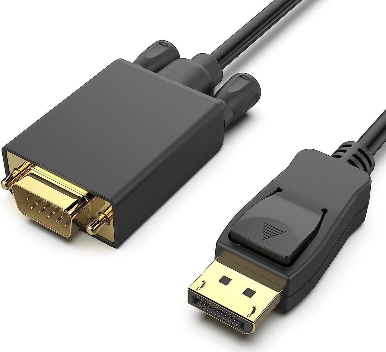 DisplayPort to VGA Adapter, DP DisplayPort to VGA 6 Feet Cable Male to Male Gold-Plated Cord Compatible for Lenovo, Dell, HP, ASUS and Other Brand