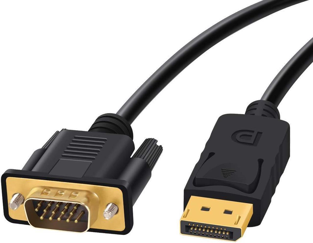 DisplayPort to VGA, DisplayPort to VGA Adapter 6 Feet DP to VGA Cable Connects DP Port from Desktop or Laptop to Monitor or Projector with VGA Port