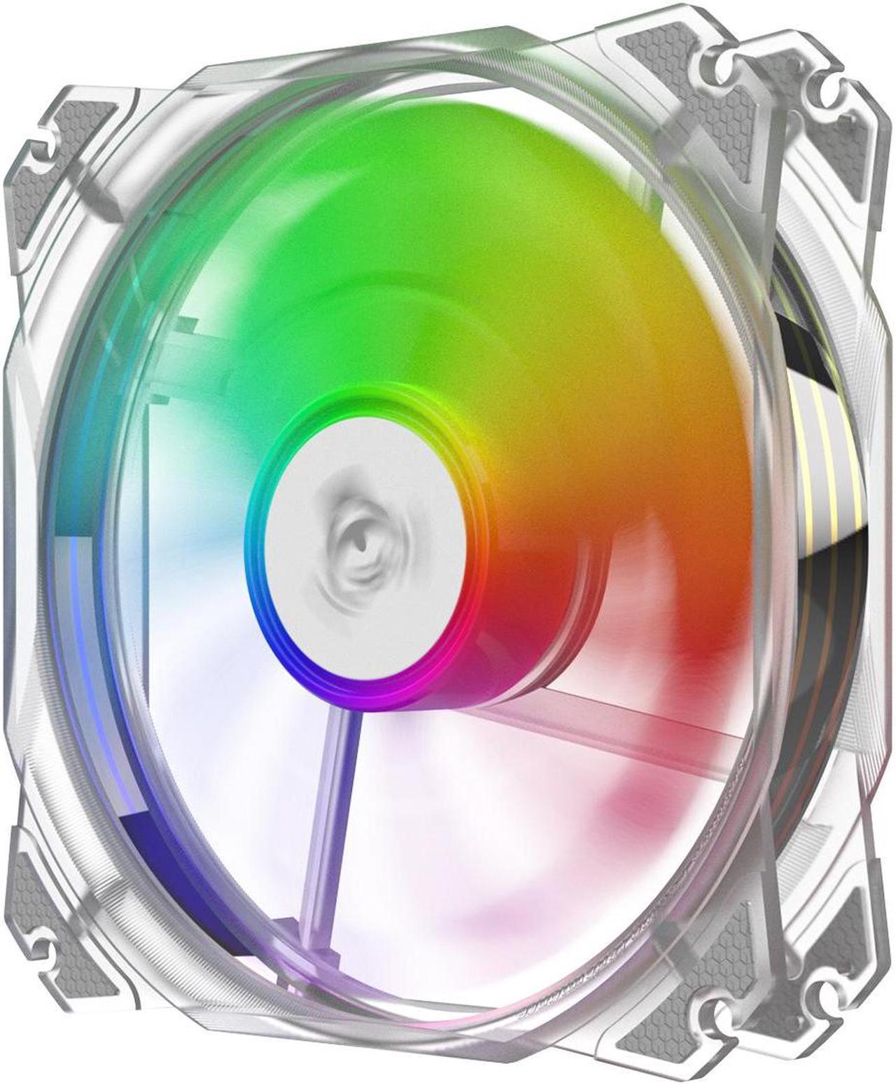 MAX M120-P Case Fans, RGB & PWM PC Case Cooling Fans, Ultra-thin Fan Frame Lighting,11 fan Blades with Crab-leg Imitation Style, Smaller De-vibration Pads,Unique Screw Hole Design Transparent