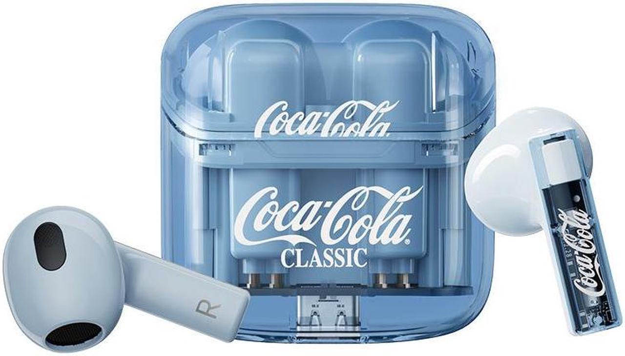 Coca-Cola Wireless Bluetooth Earphones Low Latency Gaming Earbud Sports Music Ear bud HiFi Wireless Headphones Blue