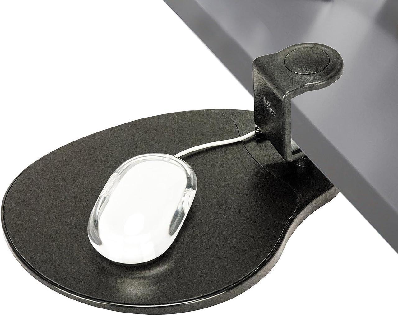 CORN Clamp on Mouse Platform, Clip on Mouse Pad Rotating 360, Ergonomic Mouse Tray Attachment, Office Mouse Pad, Slide Out Mouse Tray for Home, Office to Save Space (Black)