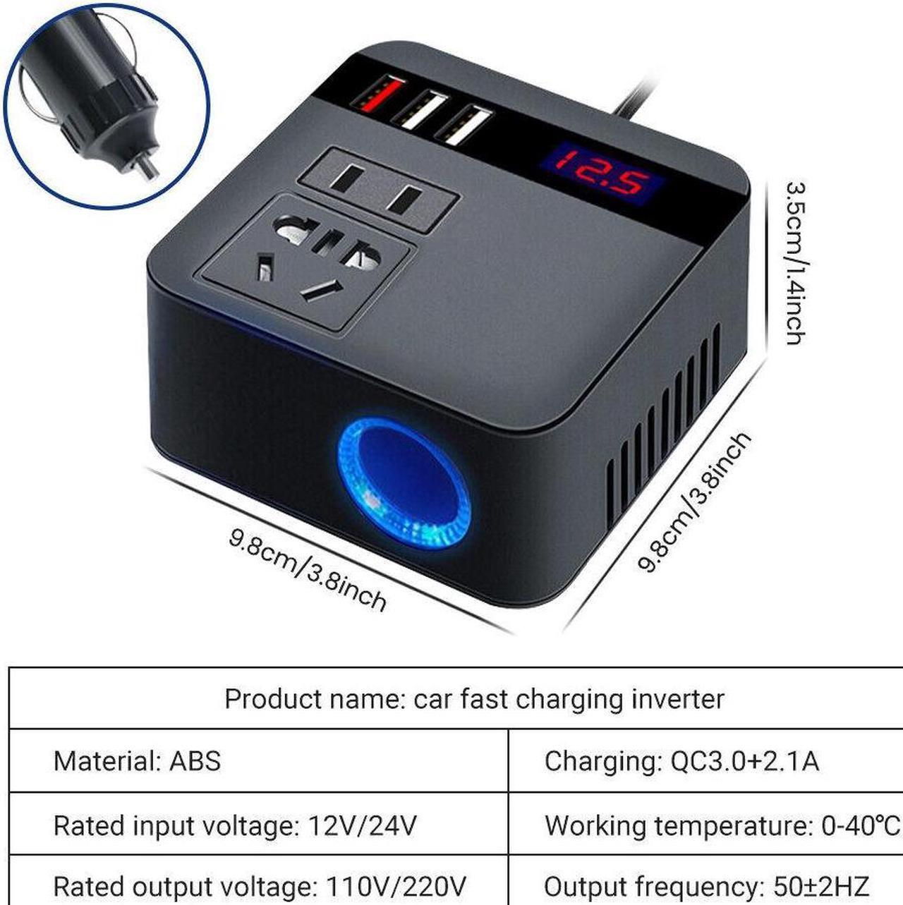 Alt view image 3 of 7 - CORN DC 12V/24V to AC 220V 50HZ Car Auto Power Pure Sine Inverter Converter Adapter Adaptor 150W USB Car Charger 150W Peak Power 1PCS