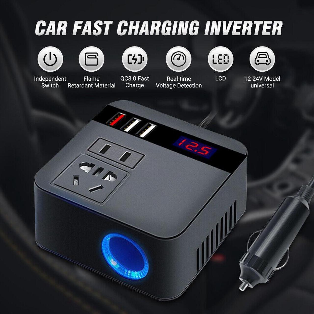 Alt view image 7 of 7 - CORN DC 12V/24V to AC 220V 50HZ Car Auto Power Pure Sine Inverter Converter Adapter Adaptor 150W USB Car Charger 150W Peak Power 1PCS