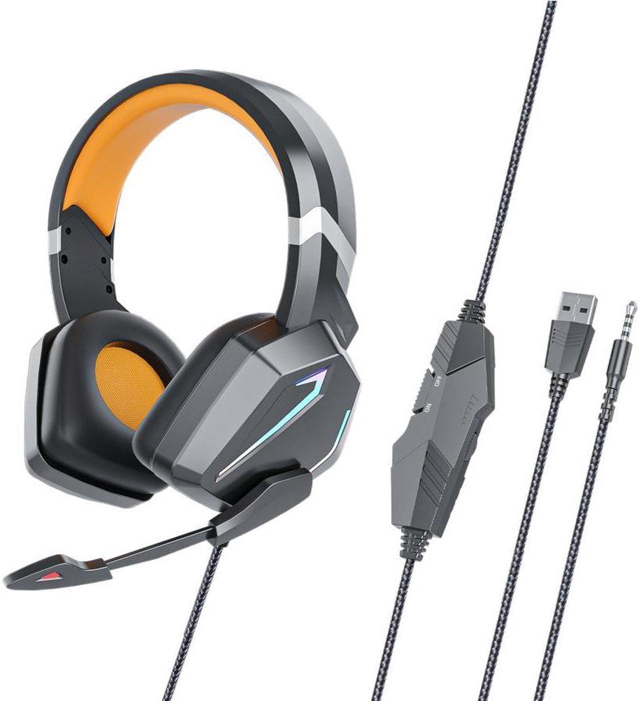 CORN Gaming Headset 3.5mm Wired Gaming Headphones For PC Headphones With Dynamic RGB Dual Streamer Lights With Microphone 40mm Speakers