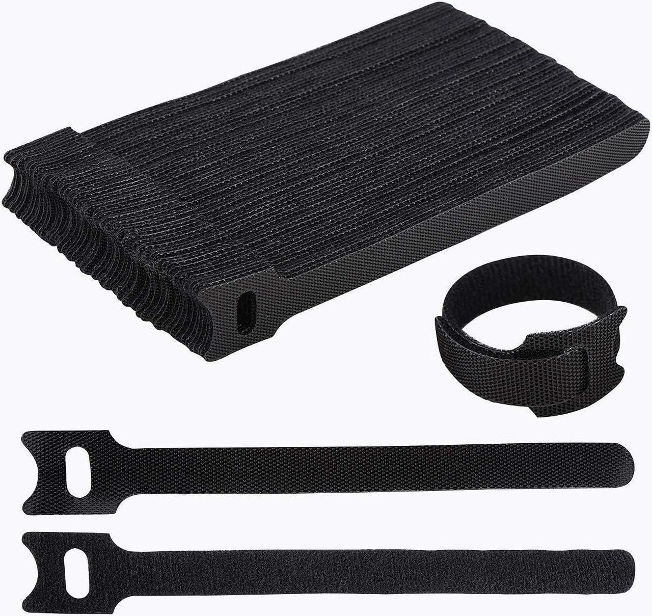 60PCS 6 Inches Reusable Cable Ties, Corn Adjustable Cord Straps, Cable Organizer, Cord Wrap and Hook Loop Cords Management - Black