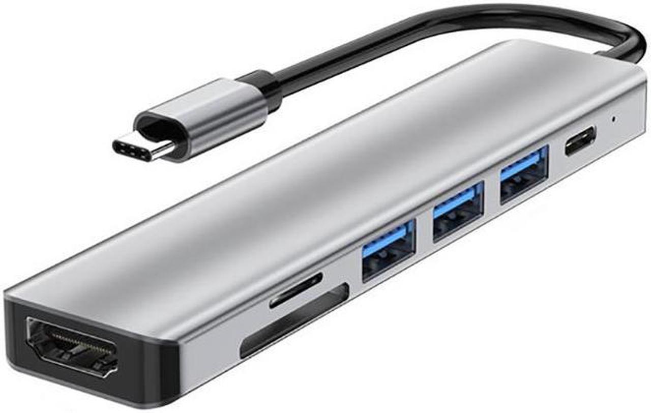 USB C Hub, USB C to HDMI Adapter 7 in 1 Docking Station Aluminum Alloy USB C Splitter with 85W PD, USB 3.0/2.0, SD/TF Card Reader Compatible with MacBook Pro and More Type C Devices